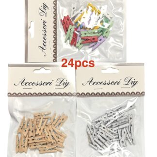 彩色/原木/银色夹子(24pcs)